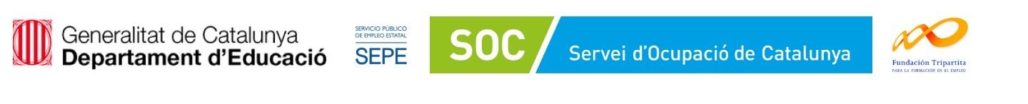 Generalitat de Catalunya · Departament d'Educació · SEPE · SOC · Fundación Tripartita